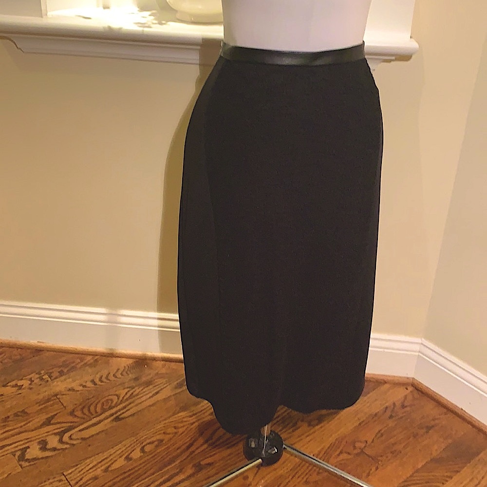 Stunning black skirt with faux leather trim